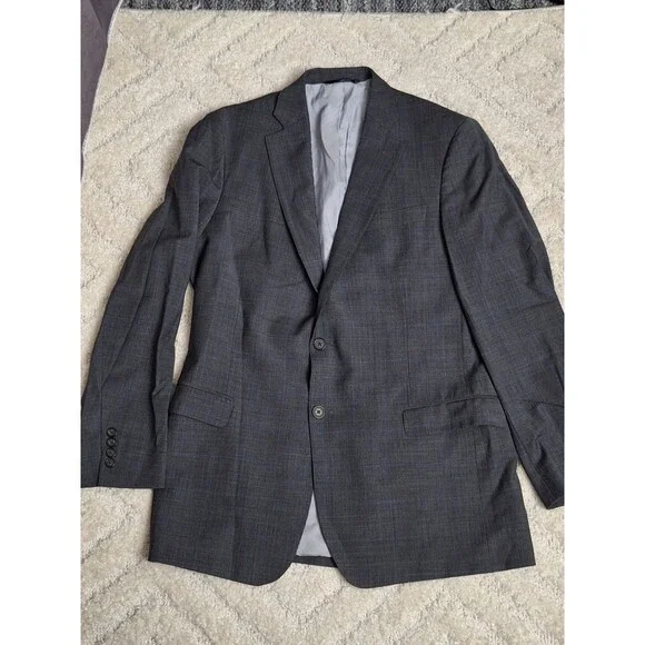 Brooks Brothers Explorer Fitzgerald Suit 42L 40x31 Gray Wool Windowpane 2 Button